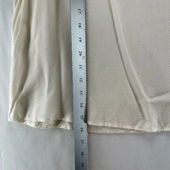 A Picture's Worth Top Womens L Embroidered Ruffled Yoke Short Sleeve Off White - Picture 11 of 11